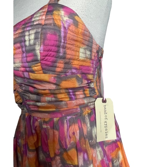 Band Of Gypsies Midi Length High-Low Wide Strap Smocked Back Dress Sz Md - Picture 6 of 11